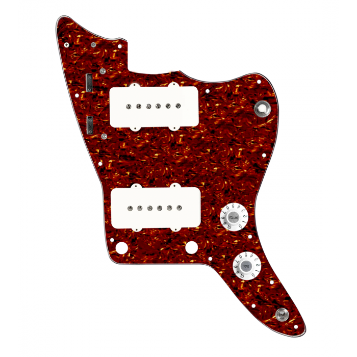 920D Custom JM Grit Loaded Pickguard for Jazzmaster With White Pickups and Knobs ,  Tortoise Pickguard, and JMH-V Wiring Harness