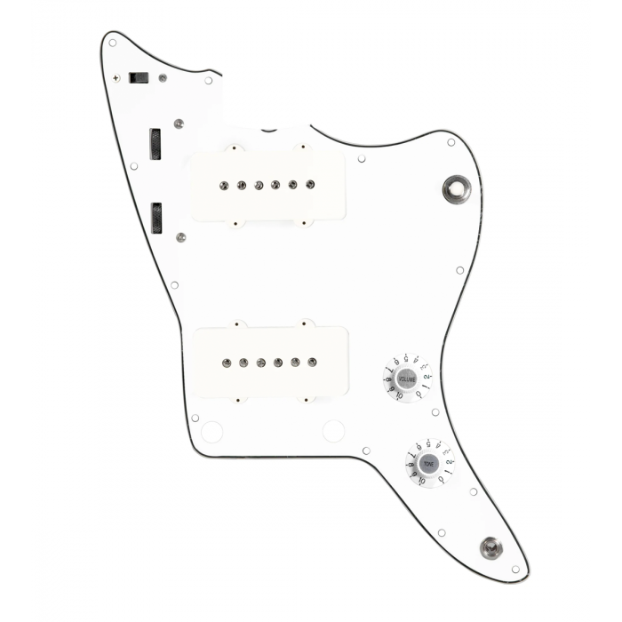 920D Custom JM Grit Loaded Pickguard for Jazzmaster With White Pickups and Knobs ,  White Pickguard, and JMH-V Wiring Harness