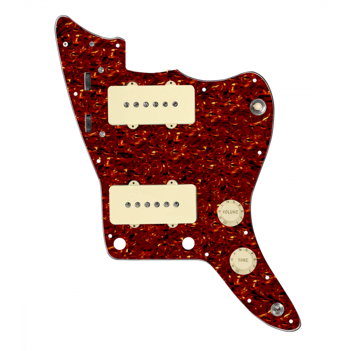 920D Custom JM Vintage Loaded Pickguard for Jazzmaster With Aged White Pickups and Knobs, Tortoise Pickguard, and JMH-V Wiring Harness