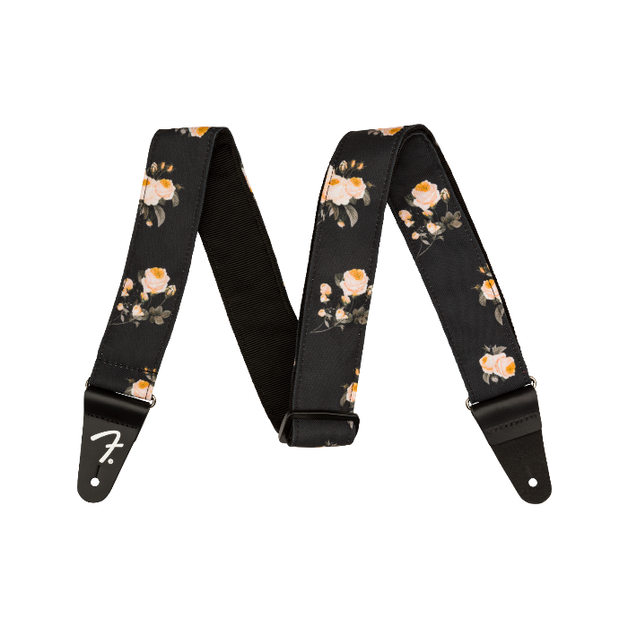 Genuine Fender 2" Floral  Guitar Strap, Black, 099-0638-006