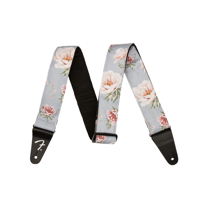 Genuine Fender 2" Floral Guitar Strap, Gray, 099-0638-043