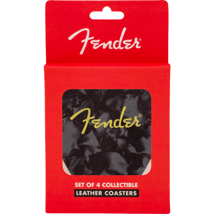  Genuine Fender Guitar Pick Shape Logo Coasters Gift, 4-Pack, Multi-Color