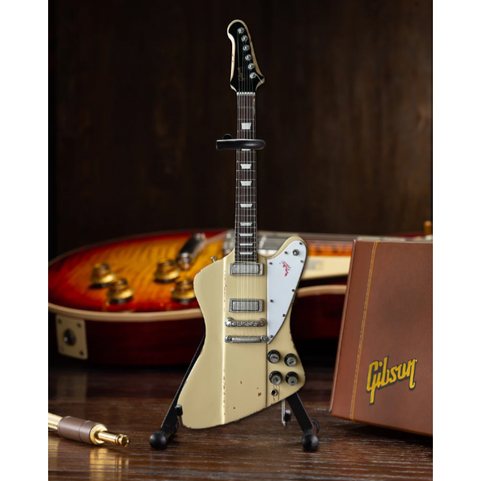 AXE HEAVEN Johnny Winter 1964 Gibson Firebird V Polaris White Mini Guitar Gift