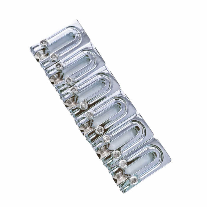 AxLabs String Surfer Brass Roller Bridge Saddles, Wide, Chrome