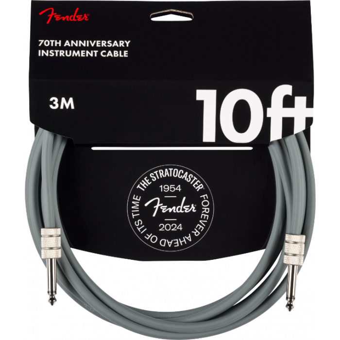 Genuine Fender 70th Anniversary Guitar/Bass Instrument Cable, Gray, 10'