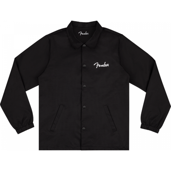 Genuine Fender Guitars Spaghetti Logo Coaches Jacket, Black, S, Small