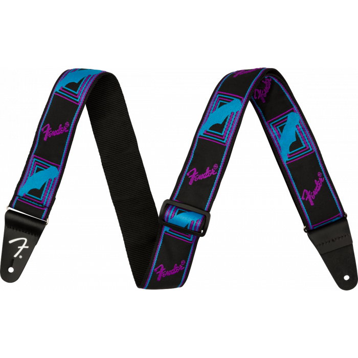 Genuine Fender Neon Monogrammed Adjustable Guitar Strap, BLUE/PURPLE