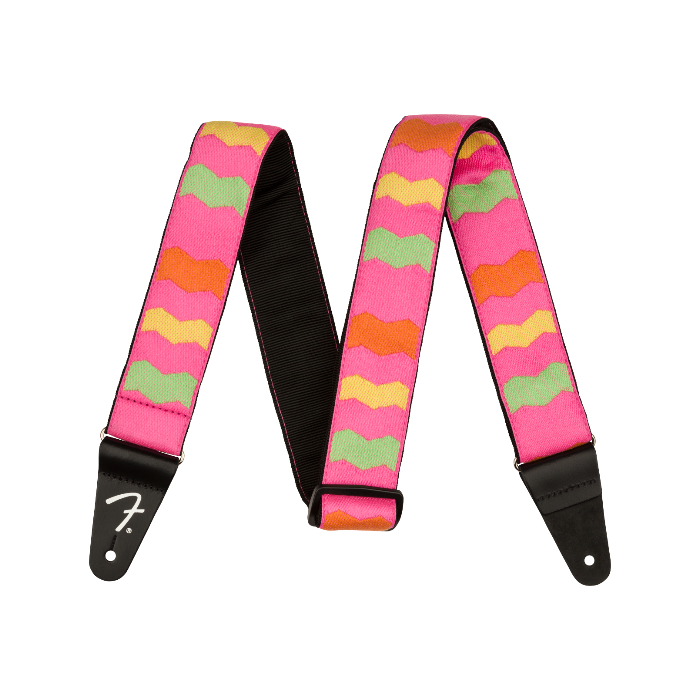 Genuine Fender MonoNeon Woven Strap, Neon Pink, 2"