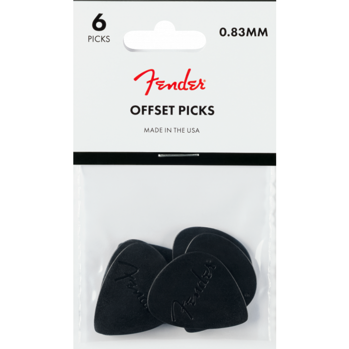 Genuine Fender Offset Guitar Picks, Black (Set of 6)