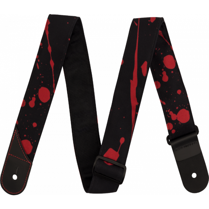  Jackson Guitars Blood Splatter Guitar Strap, Black and Red, 2" Wide