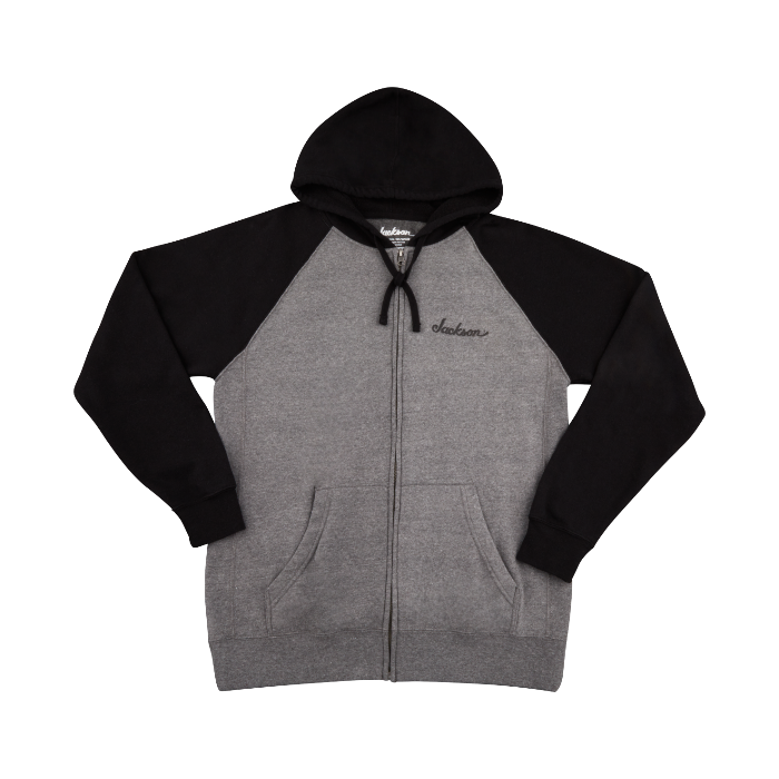 Jackson Guitars Zip-Up Hoodie Sweatshirt,, Black and Gray, S, Small