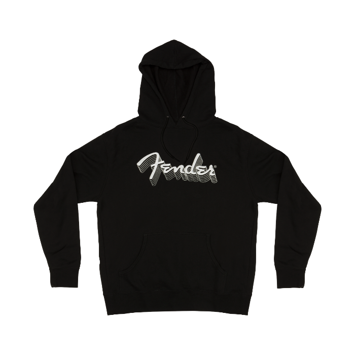 Genuine Fender Guitars Reflective Logo Hoodie Sweatshirt, Black, S, Small