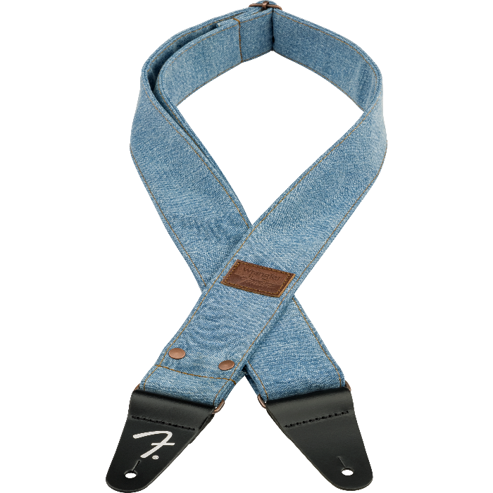 Fender x Wrangler Riveted Denim Guitar Strap, Light Indigo