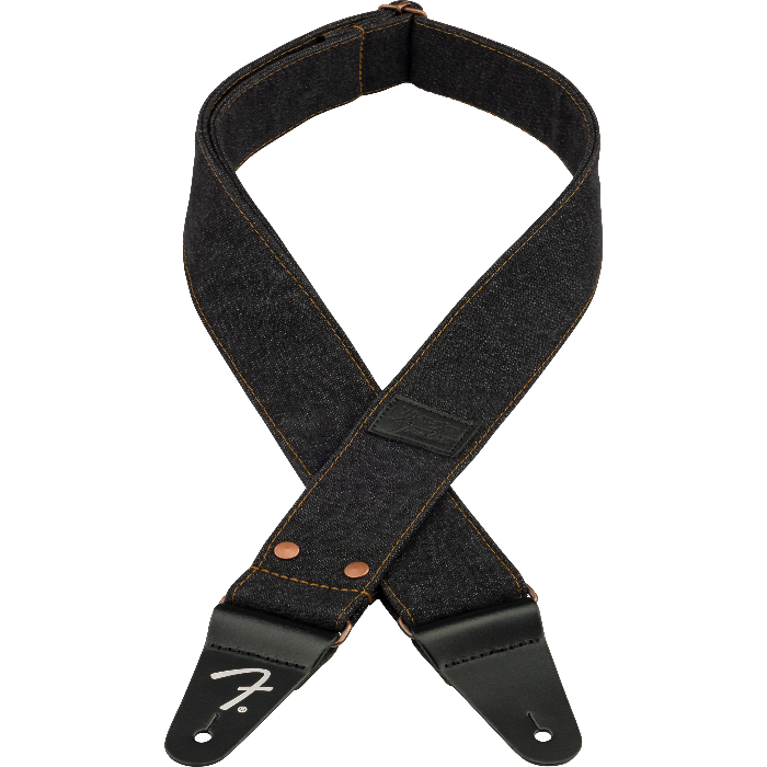 Fender x Wrangler Riveted Denim Guitar Strap, Black