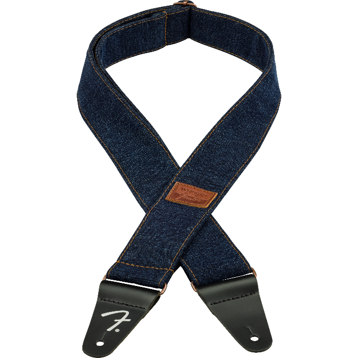 Fender x Wrangler Riveted Denim Guitar Strap, Dark Indigo