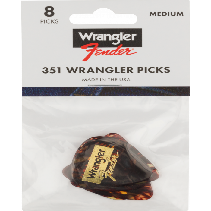 Fender x Wrangler Guitar Picks, 351 Shape, Tortoise Shell, Medium (8 Picks)