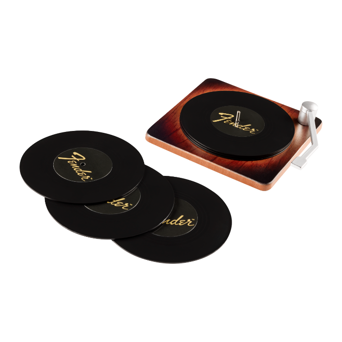 Genuine Fender Sunburst Turntable Coaster Set Gift, 6-Pack