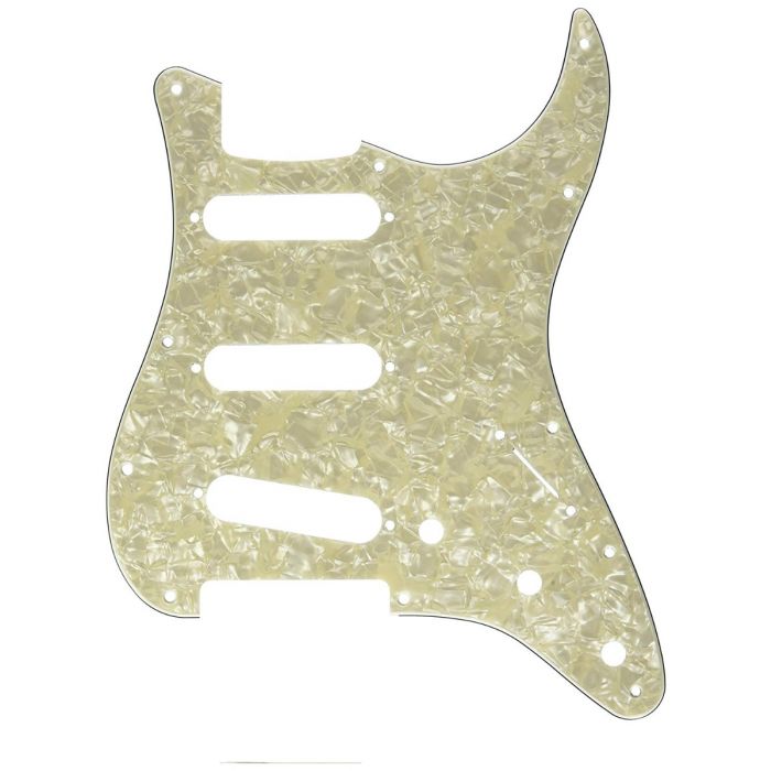 Genuine Fender Modern Standard 4-Ply Strat Pickguard - AGED WHITE MOTO PEARLOID