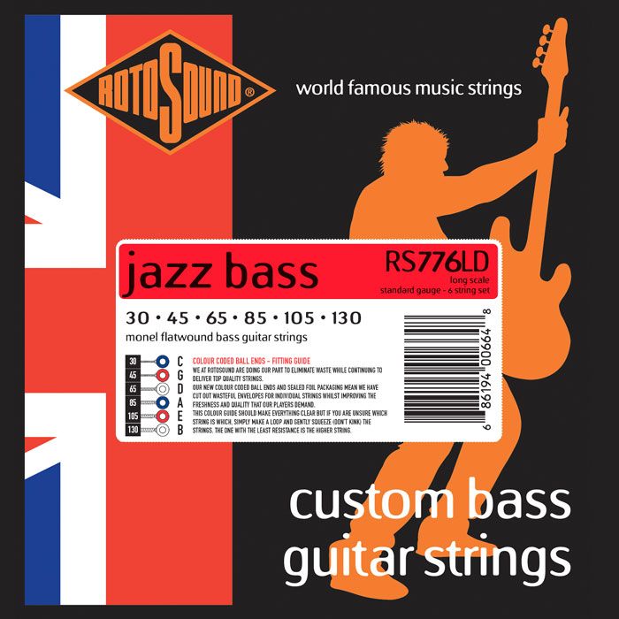 Rotosound RS776LD Long-Scale 6-String Monel Flatwound Bass Strings Set