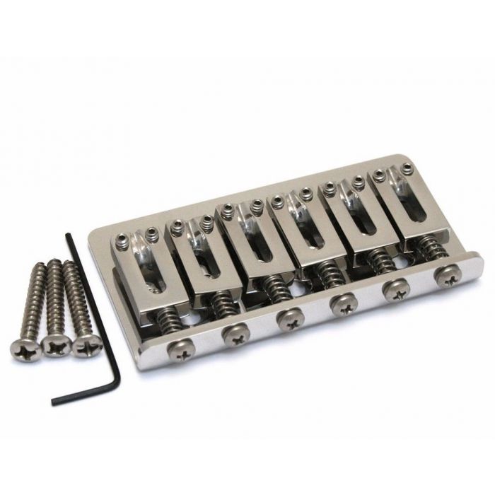 Hipshot 41200VSS Vintage Spacing 6-String Hardtail Bridge, Stainless Steel Chrome