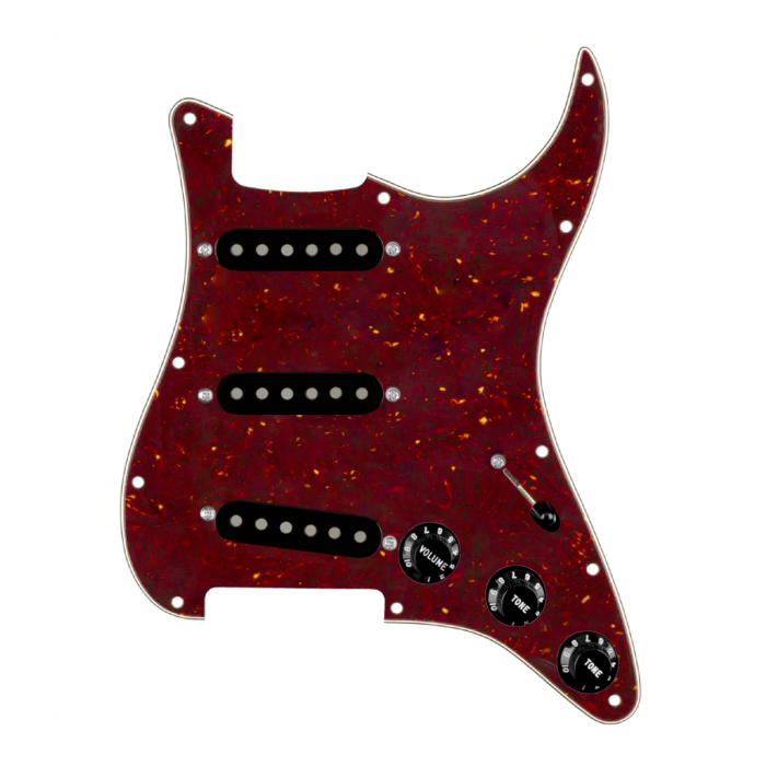 920D Custom Texas Vintage Loaded Pickguard for Strat With Black Pickups, Tortoise Pickguard, and S5W-BL-V Wiring Harness