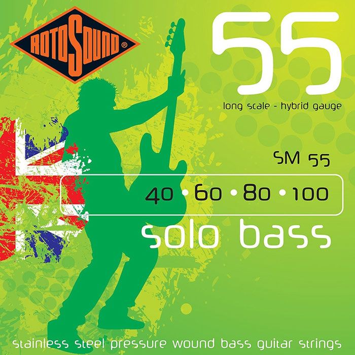 Rotosound SM55 Long-Scale Pressure Wound 4-String Bass Strings, 40-100