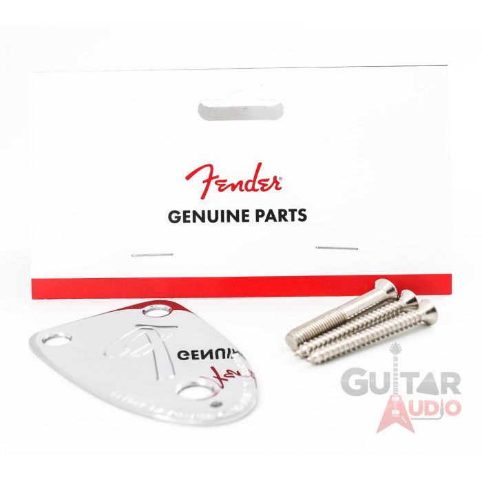 Genuine Fender 70s Vintage 3-Bolt F Stamped Logo Guitar Neck Plate - CHROME