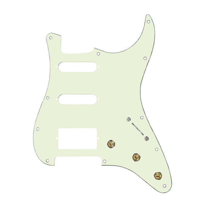 920D Custom HSS Pre-Wired Pickguard for Strat With A Mint Green Pickguard and S5W-HSS-PP Wiring Harness