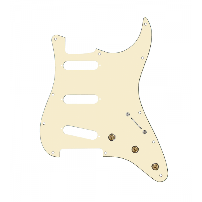 920D Custom SSS Pre-Wired Pickguard for Strat With An Aged White Pickguard and S5W Wiring Harness