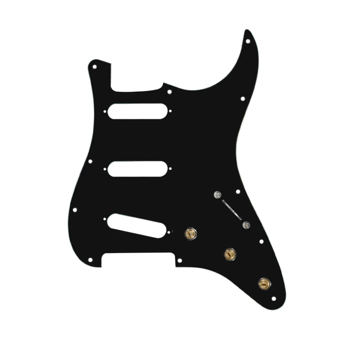 920D Custom SSS Pre-Wired Pickguard for Strat With A Black Pickguard and S5W Wiring Harness