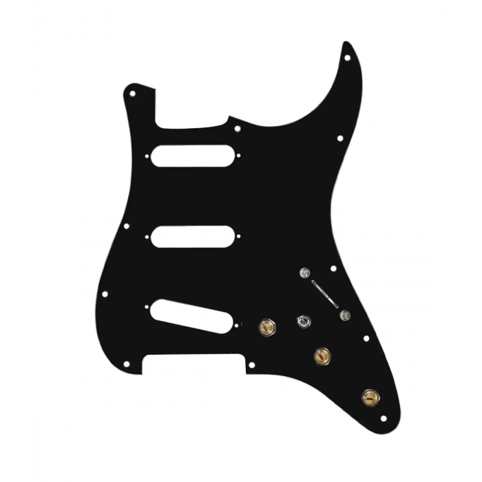 920D Custom SSS Pre-Wired Pickguard for Strat With A Black Pickguard and S7W-MT Wiring Harness