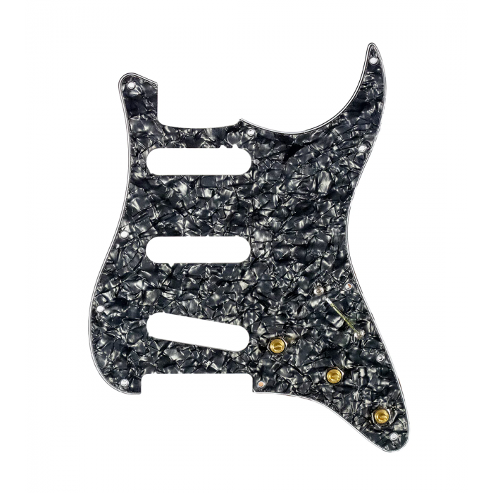 920D Custom SSS Pre-Wired Pickguard for Strat With A Black Pearl Pickguard and S5W-BL-V Wiring Harness