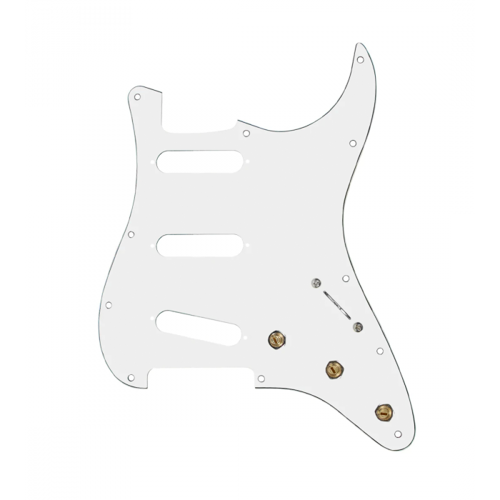 920D Custom SSS Pre-Wired Pickguard for Strat With A White Pickguard and S5W Wiring Harness