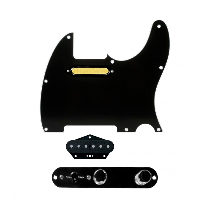 920D Custom Gold Foil Loaded Pickguard for Tele With Black Pickguard and T3W-B Control Plate