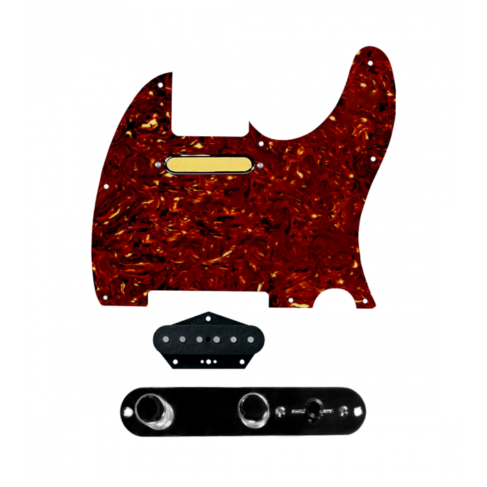 920D Custom Gold Foil Loaded Pickguard for Tele With Tortoise Pickguard and T3W-REV-B Control Plate