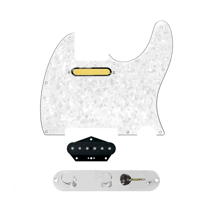 920D Custom Gold Foil Loaded Pickguard for Tele With White Pearl Pickguard and T3W-REV-C Control Plate