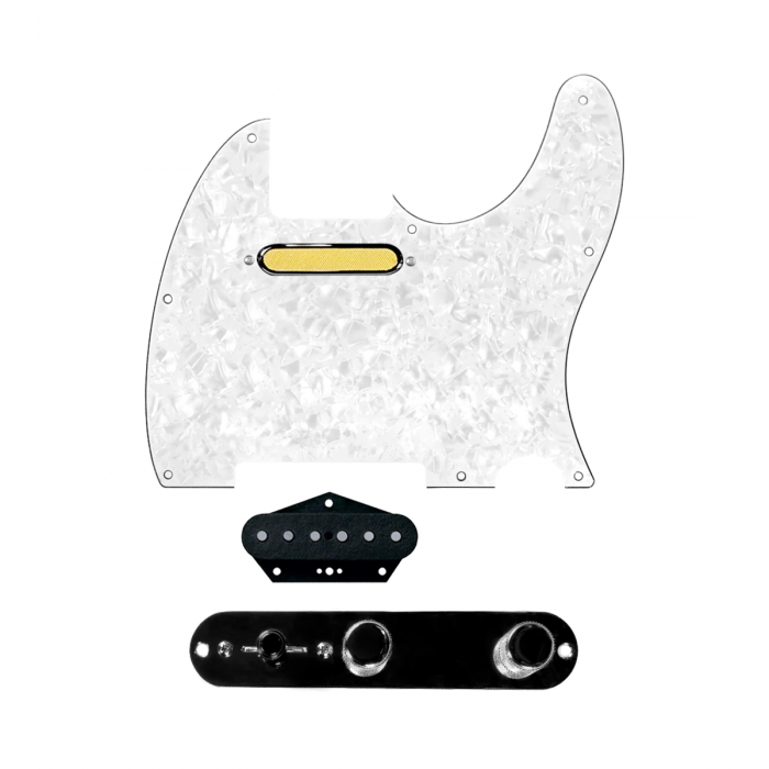 920D Custom Gold Foil Loaded Pickguard for Tele With White Pearl Pickguard and T4W-B Control Plate