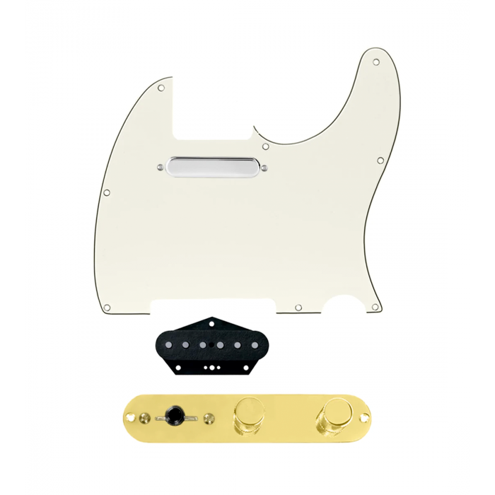 920D Custom Texas Vintage Loaded Pickguard for Tele With Parchment Pickguard and T4W-G Control Plate