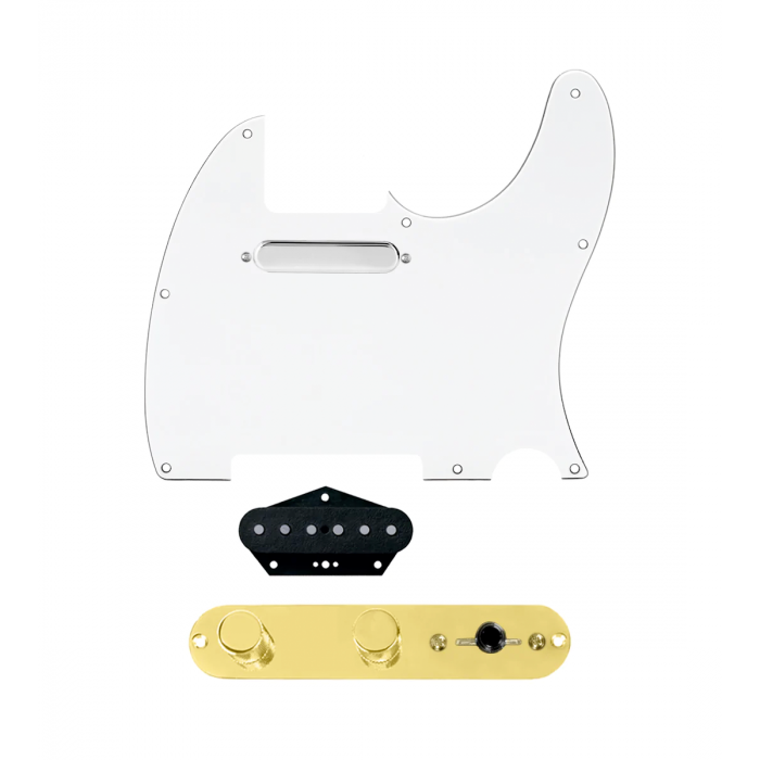 920D Custom Texas Vintage Loaded Pickguard for Tele With White Pickguard and T3W-REV-G Control Plate