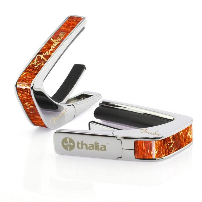 Thalia X Fender Guitar Capo - Chrome, Tortoise w/ Gold Hot Stamp Spaghetti Logo