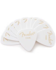 Fender 351 Classic Celluloid Guitar Picks - WHITE, THIN - 12-Pack (1 Dozen)