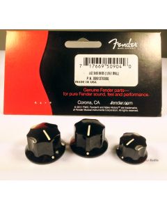 Genuine Fender Black Jazz/J Bass Replacement Skirted Control Knobs - Set of 3