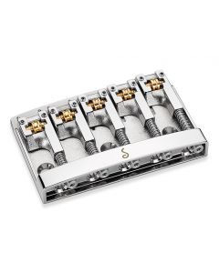 Schaller Germany 3D5 5-String Flatmount Roller Bass Bridge, CHROME 12140200