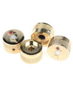 Gretsch Jewel G Logo 1/4" Solid Shaft Guitar Knobs, (4) Gold 922-1026-000