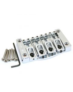 Hipshot 5T400C 4-String TransTone Flat Mount .750" Spacing Bass Bridge - CHROME