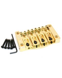 Hipshot 5T400G 4-String TransTone Flat Mount .750" Spacing Bass Bridge - GOLD