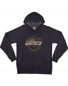 Gretsch Guitars Power & Fidelity Zip-Up Hoodie Sweatshirt, Grey, XXL, 2XL