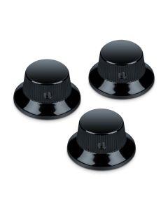 Schaller Germany Set of (3) Metal Strat/Stratocaster Knobs, Black, 15010400