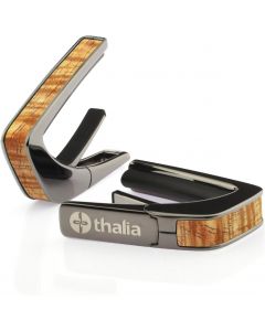 Thalia Wood Collection Guitar Capo - AAA Hawaiian Koa Inlay, Black Chrome