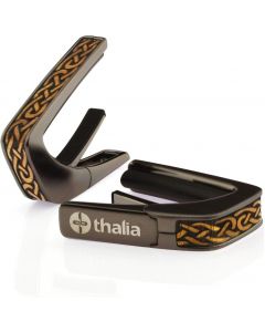 Thalia Deluxe Series Guitar Capo - Hawaiian Koa Celtic Knot, Black Chrome